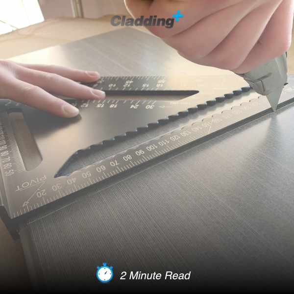 Cutting bathroom wall panel with stanley knife guide